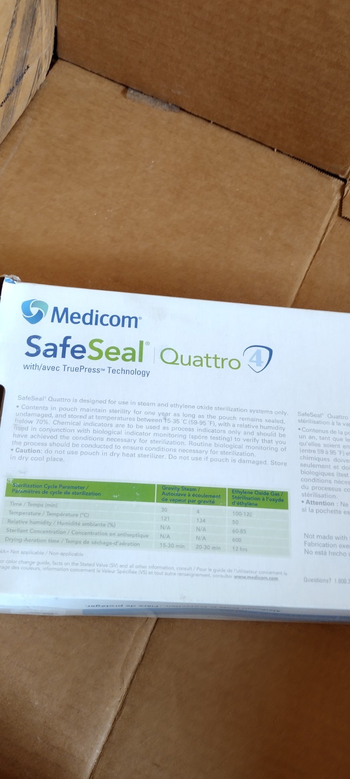 MEDICOM SAFESEAL® QUATTRO STERILIZATION POUCHES 200 PK 7 1/2″ x 13″ NEW