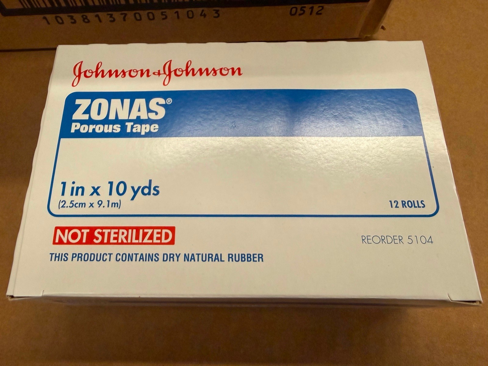 1 Box/12 Rolls Johnson & Johnson ZONAS Porous Tape 1 in x 10 yds 5104