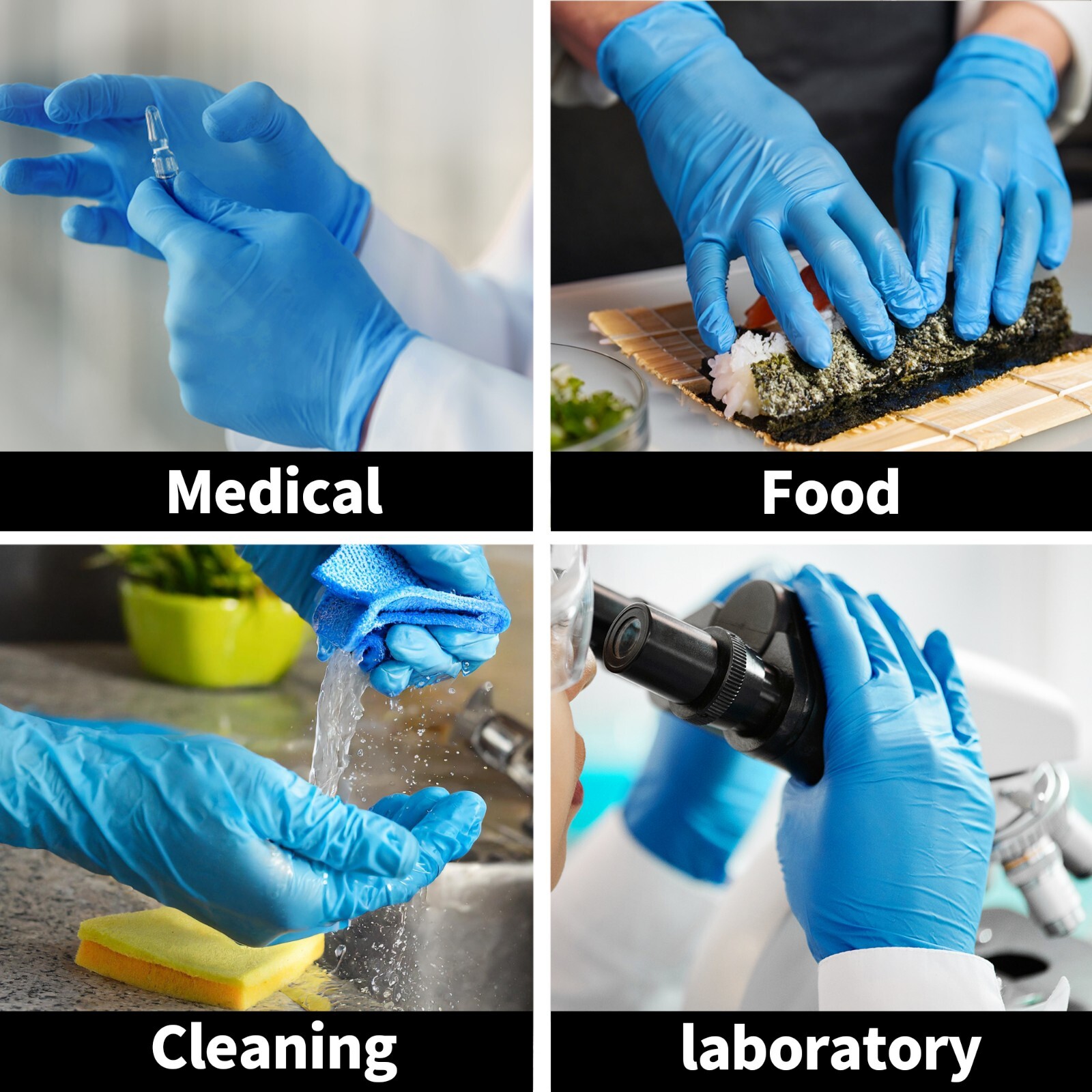 Blue Nitrile Medical Gloves Powder Free Latex Free Food Grade Disposable Glove