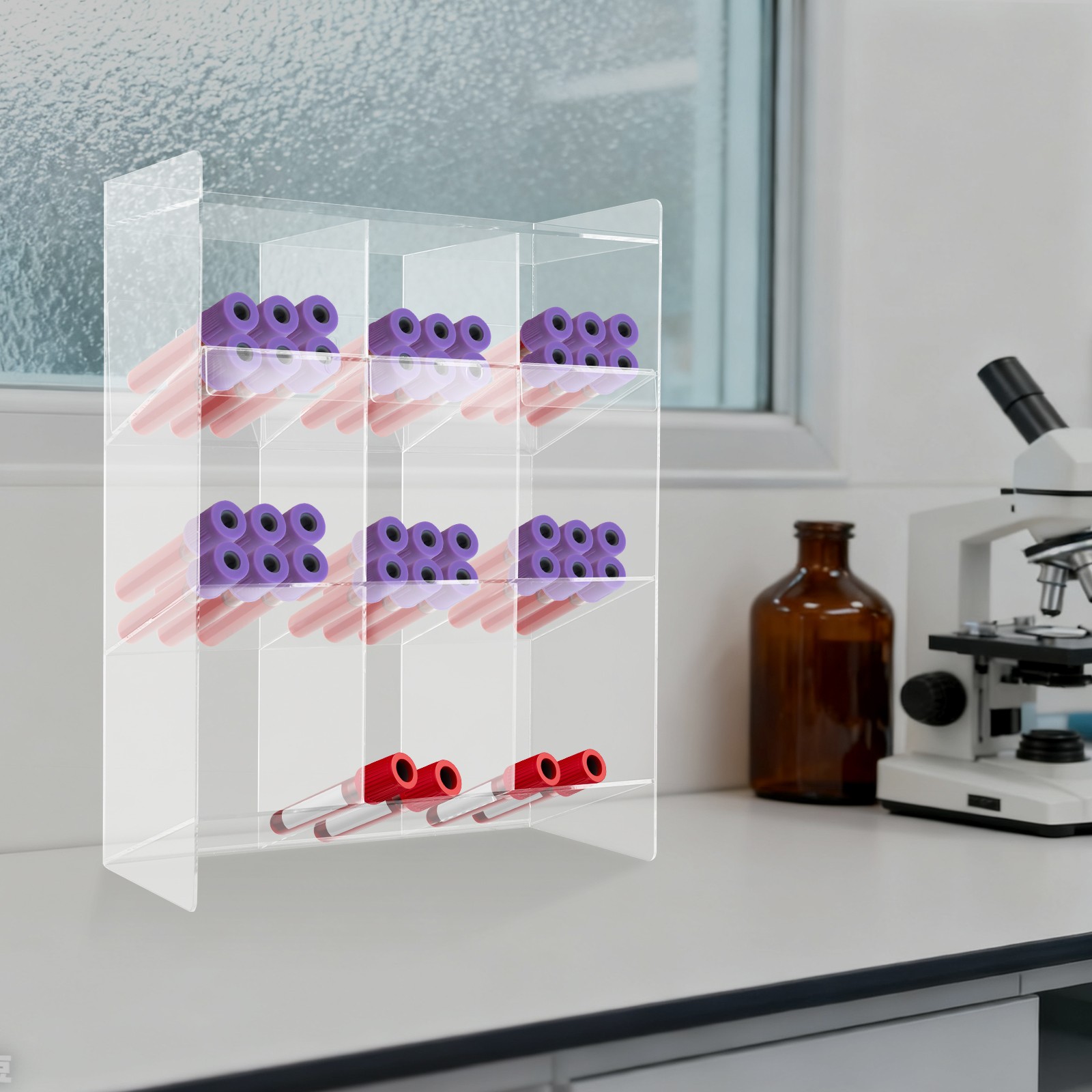 Clear Acrylic Tube Rack, Wall Mounting & Countertop Tube Organizer Holder
