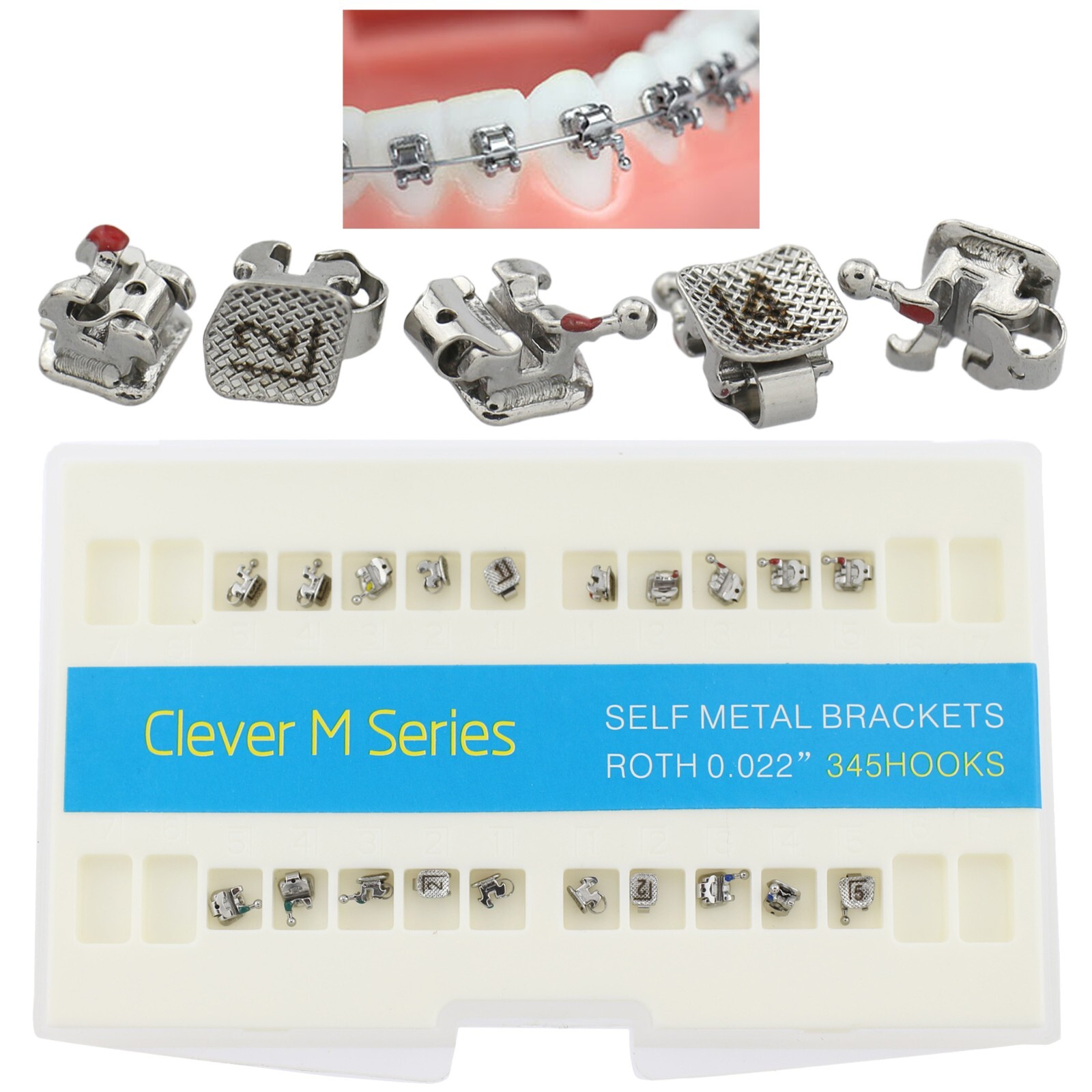 Dental Brackets Orthodontic Self Ligating Braces Metal Ceramic Roth MBT 022 345