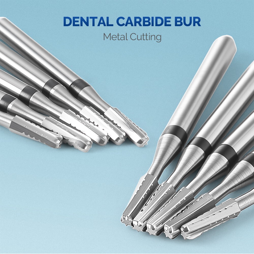 Dental Tungsten Steel Carbide Crown Metal Cutting Bur FG-1957/FG-1958 High Speed