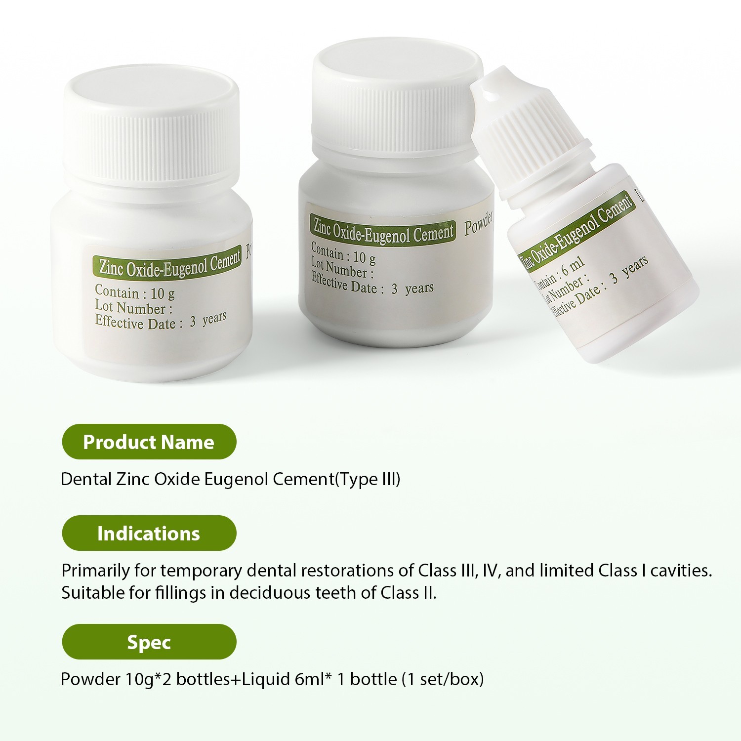 AZDENT Dental Zinc Oxide Eugenol Cement Kit For Temporary Crowns&Bridges Filling
