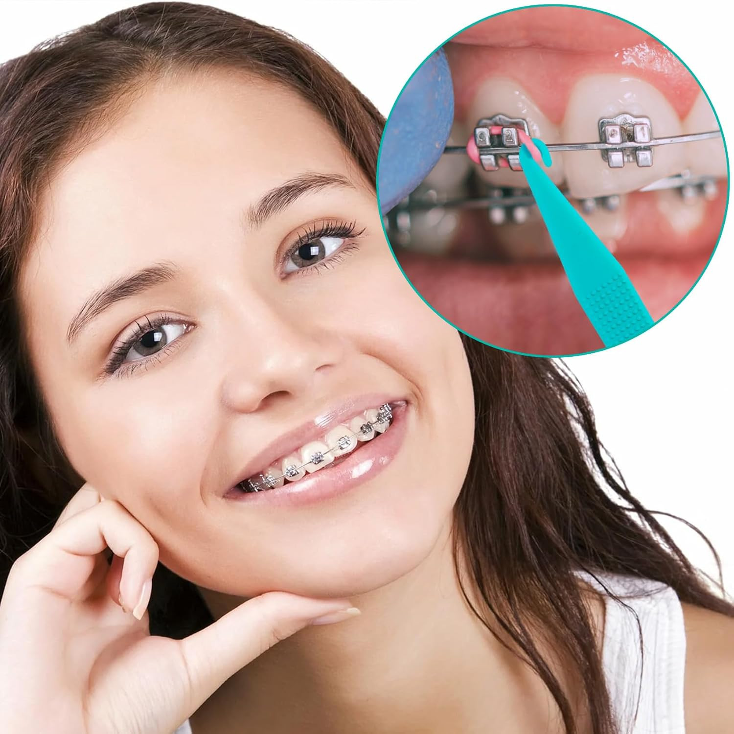 50Pcs Orthodontic Rubber Bands Tool for Braces, Colorful Elastic Dental Placer f