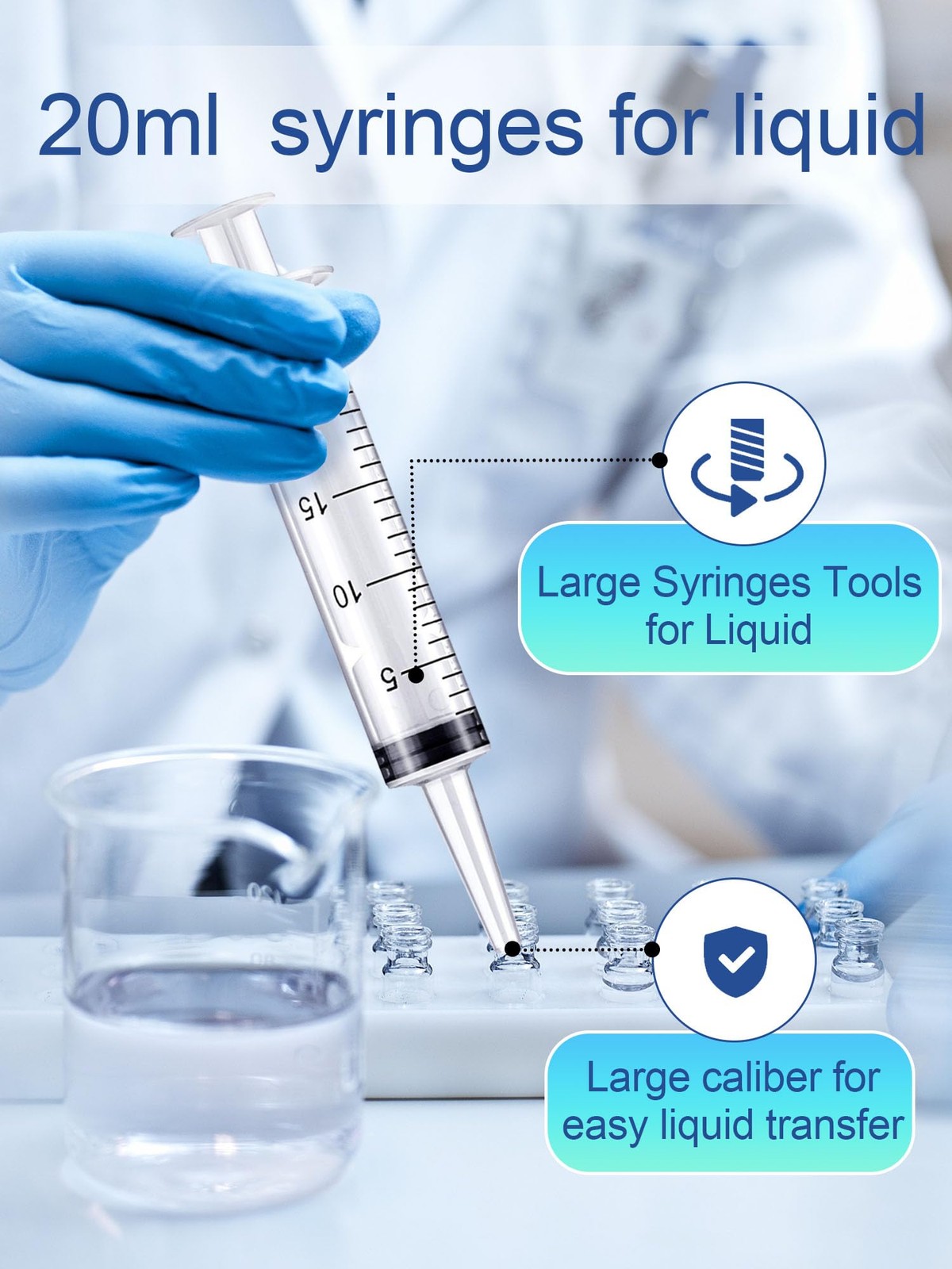 20ml Plastic Syringe 5 Pack, Measuring Tools, Oral, Scientific