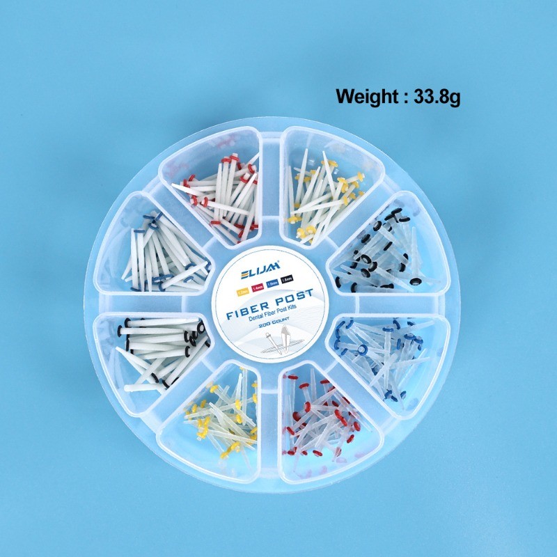 200pcs Dental Quartz Fiber Post Kit 8 Sizes Straight & Screw Threaded Posts Endo