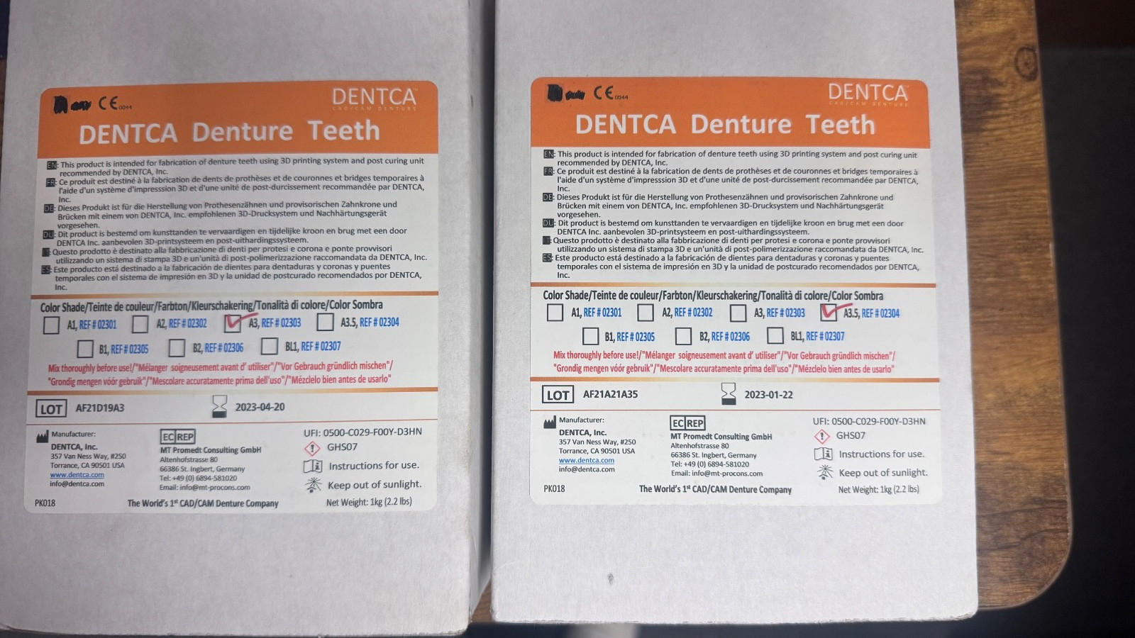 DENTCA Denture Teeth A2 A3 and A3.5 and Light Pink Denture 3D Dental Printing