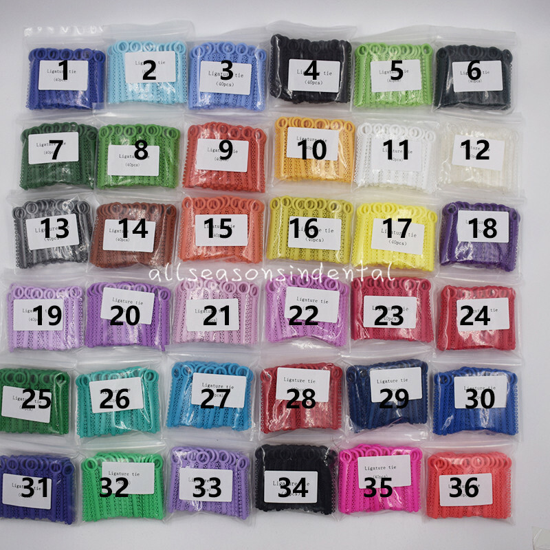 1040 Pcs/Pack Dental Orthodontic Ligature Ties Elastic Rubber Bands 37 Colors