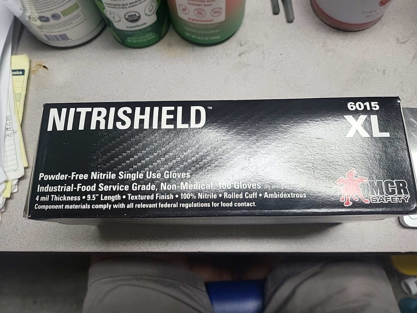 MCR Safety NitriShield XL 4 Mil 9.5″ Powder Free Gloves 100 Pack Ambidextrous
