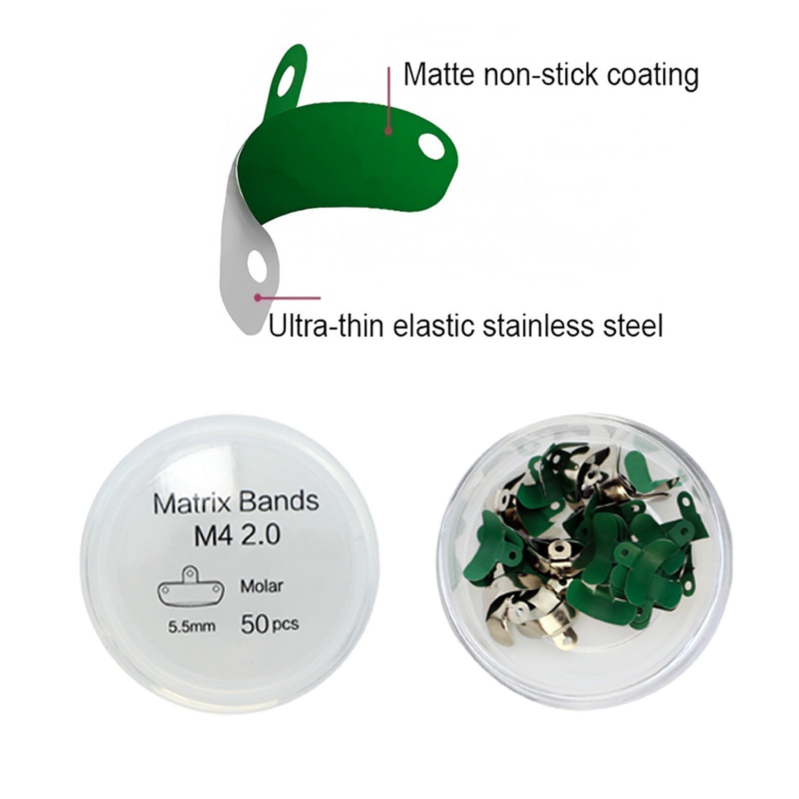 Dental Sectional Matrix Bands M4 1.0 2.0 With Holes 3.5/4.5/5.5/6.5mm Non-Stick