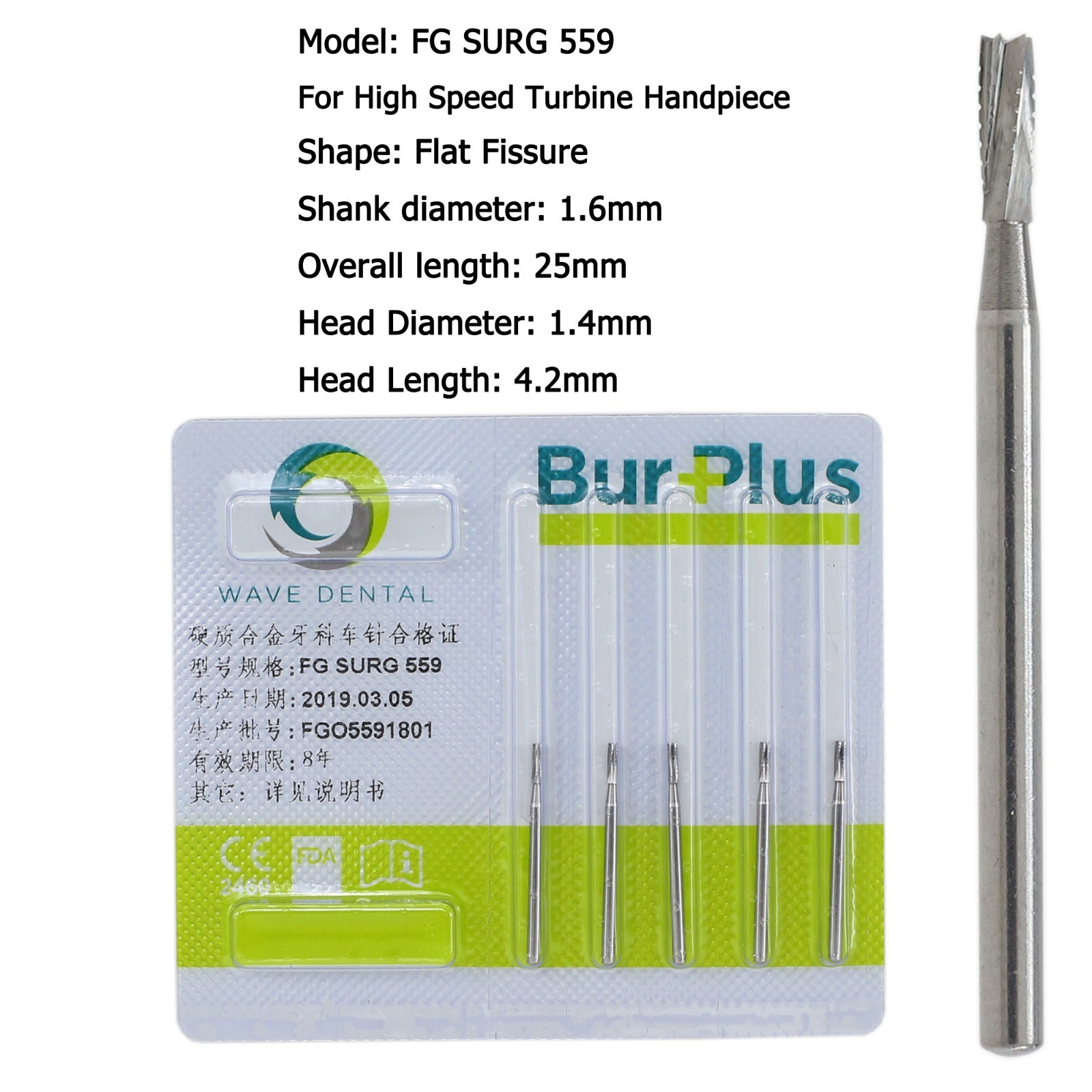 Wave Dental Surgical Carbide Burs 557 557L 702 701 Long High Speed Friction Grip