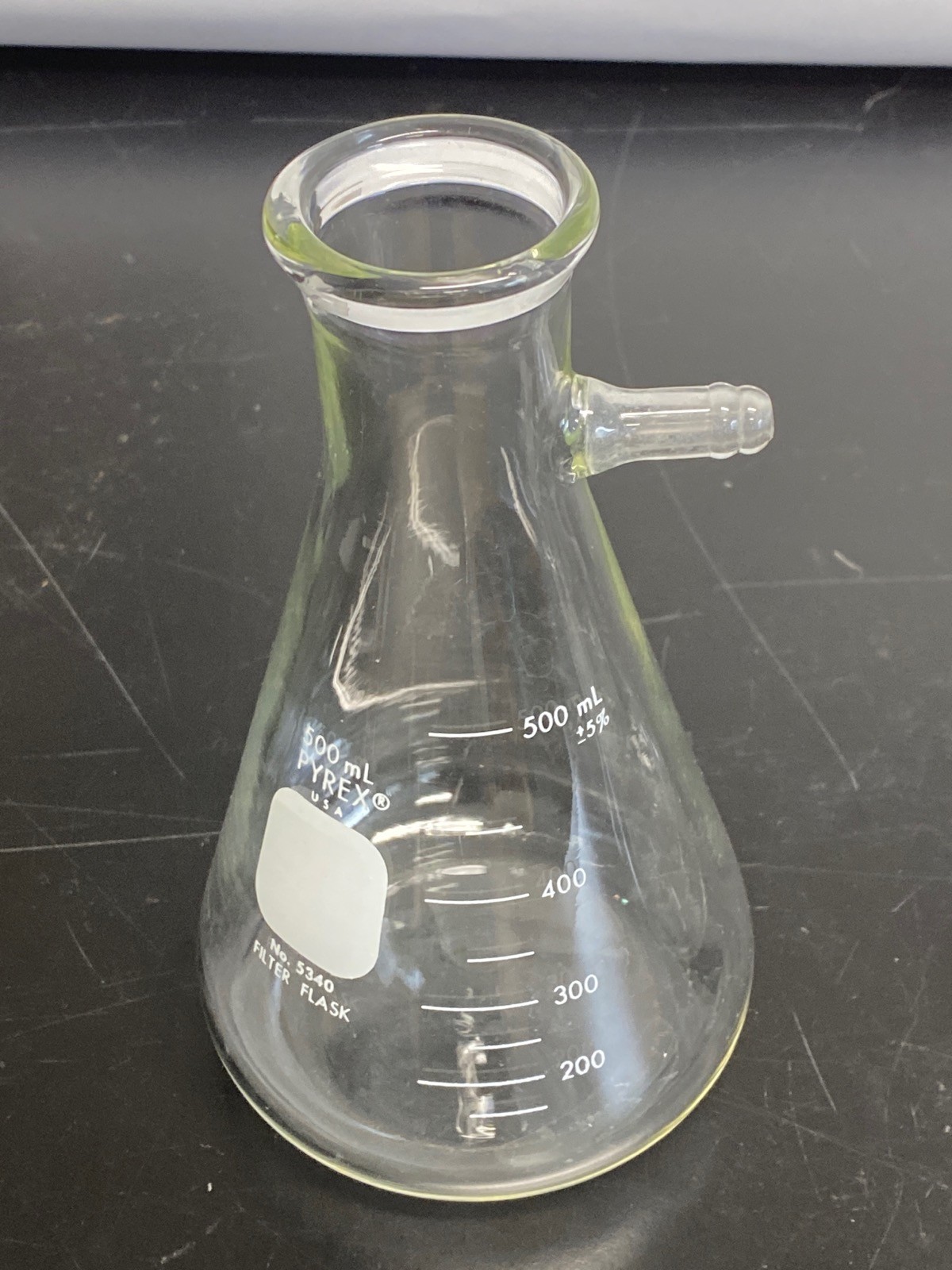 (4) PYREX Glass 500mL Graduated Heavy Wall Filtering Flask 11mm Sidearm 5340-500