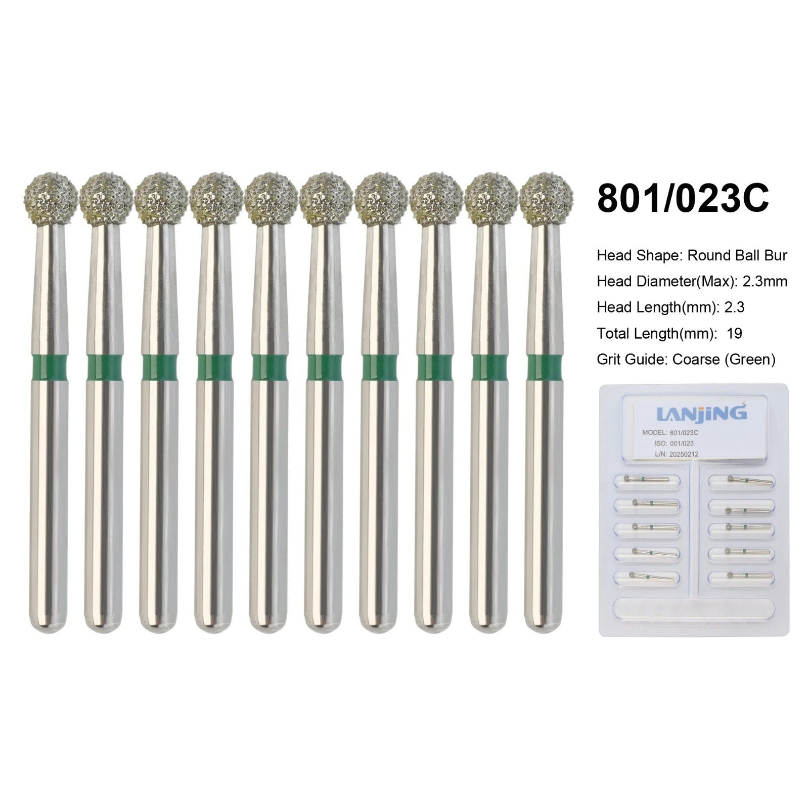Dental Bur Diamond Burs FG High Speed Round End Taper Cylinder Football Barrel