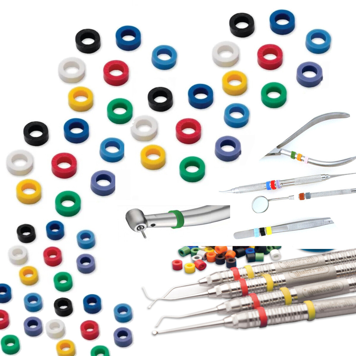 up to 300 Color Code Rings for Dental Instruments Ortho Circle Organize Lab
