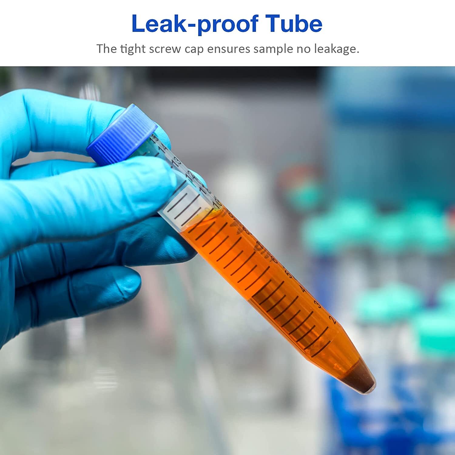 Leak-Proof Caps,Sterile 15mL/50mL Conical Centrifuge Tube,Clear Graduations Tube