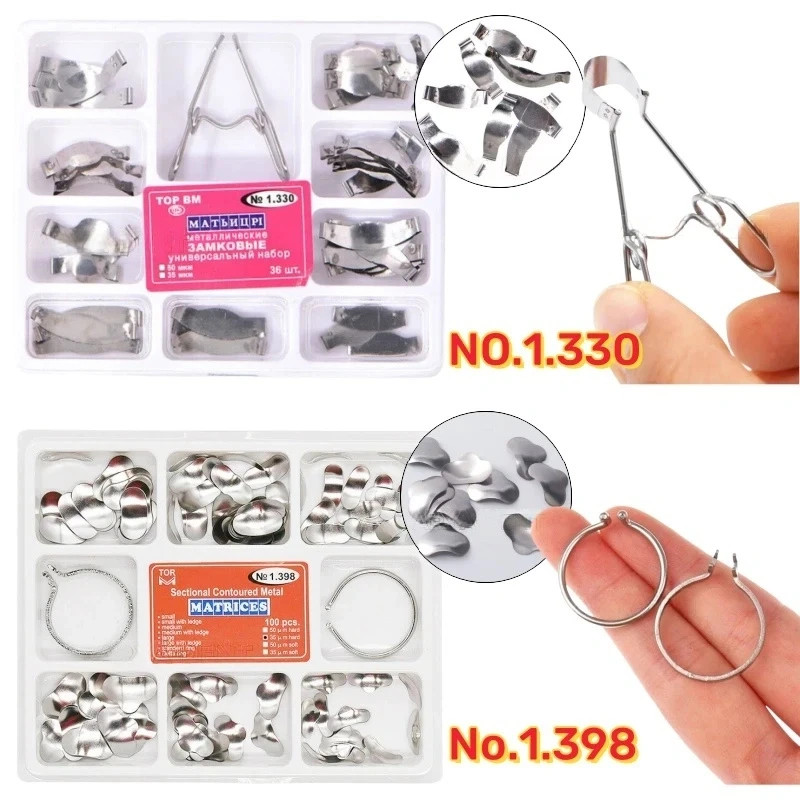 Dental TOR VM Sectional Contoured Matrix Bands Ring/ 40 Add-On Wedges/ Plier