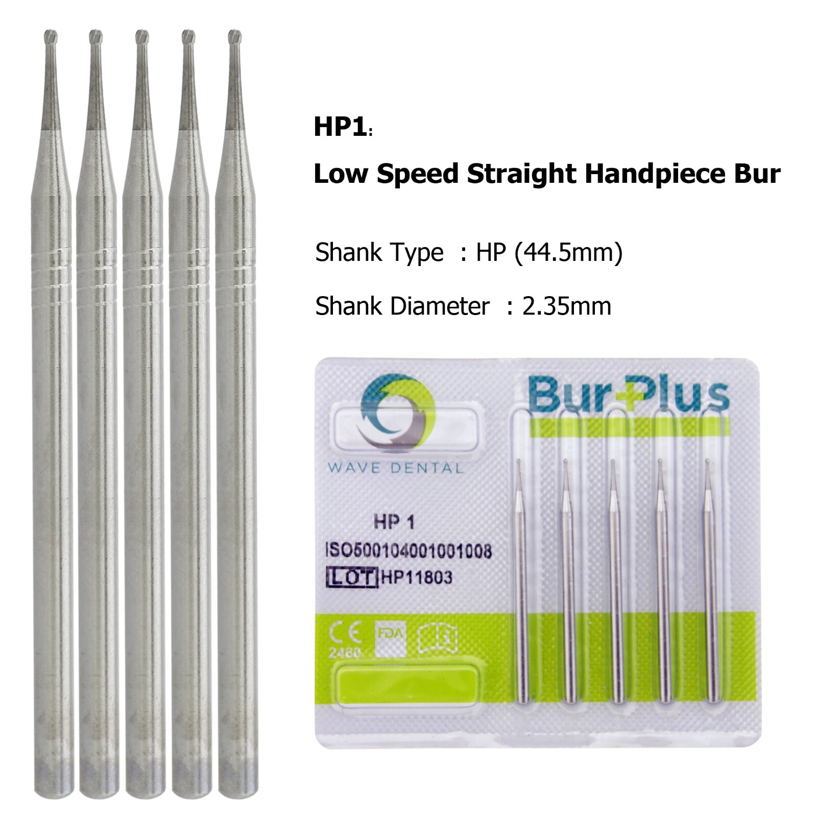 Wave Dental Carbide Straight Handpiece Bur Round HP1/4 1/2 2 4 6 8 10 Low Speed