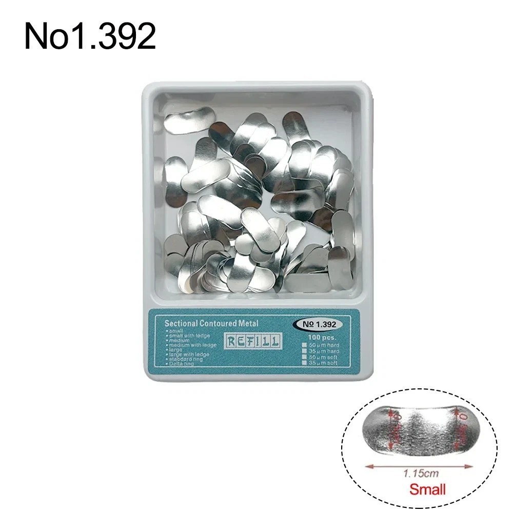 100 Pcs/Box Dental Metal Matrices Refill Matrix Band Sectional Contoured Ledge