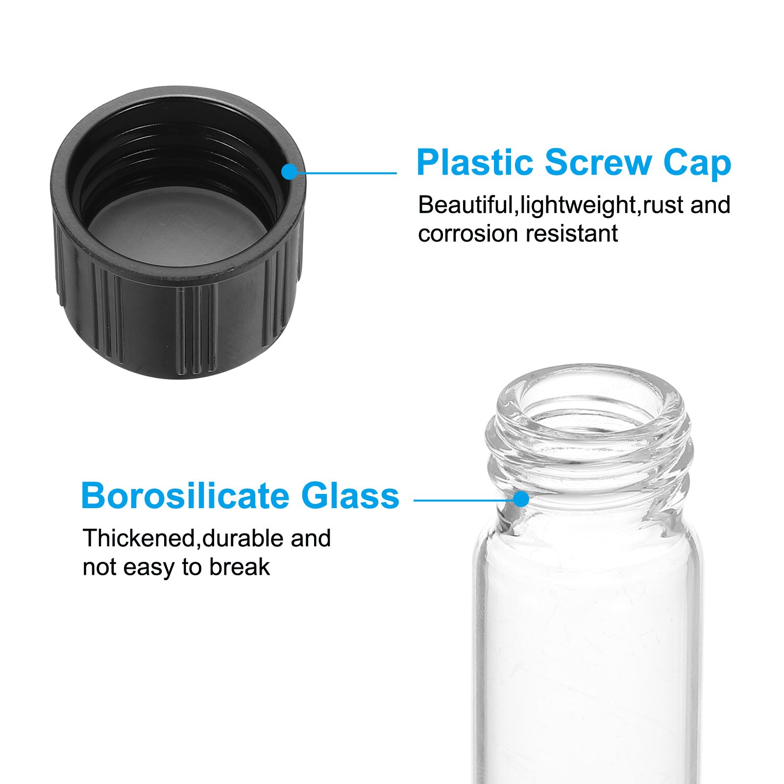 25ml Test Tubes with Caps, 8pcs Glass Test Tubes Clear Test Tube, 18mmx150mm