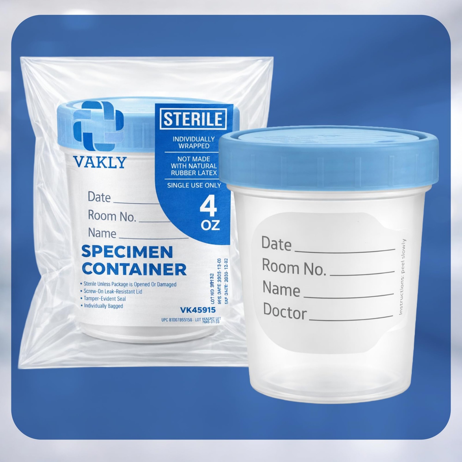 Vakly Sterile Specimen Cups 4 oz [3 Count] – Urine Collection Cups,…
