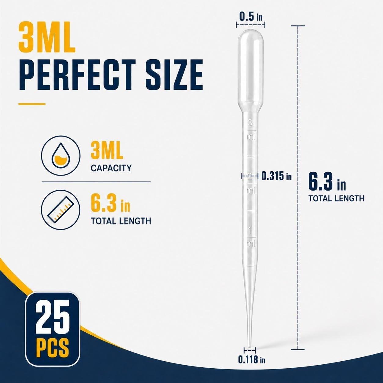 25PCS 3ML Plastic Dropper Pipettes, Disposable Eye Dropping