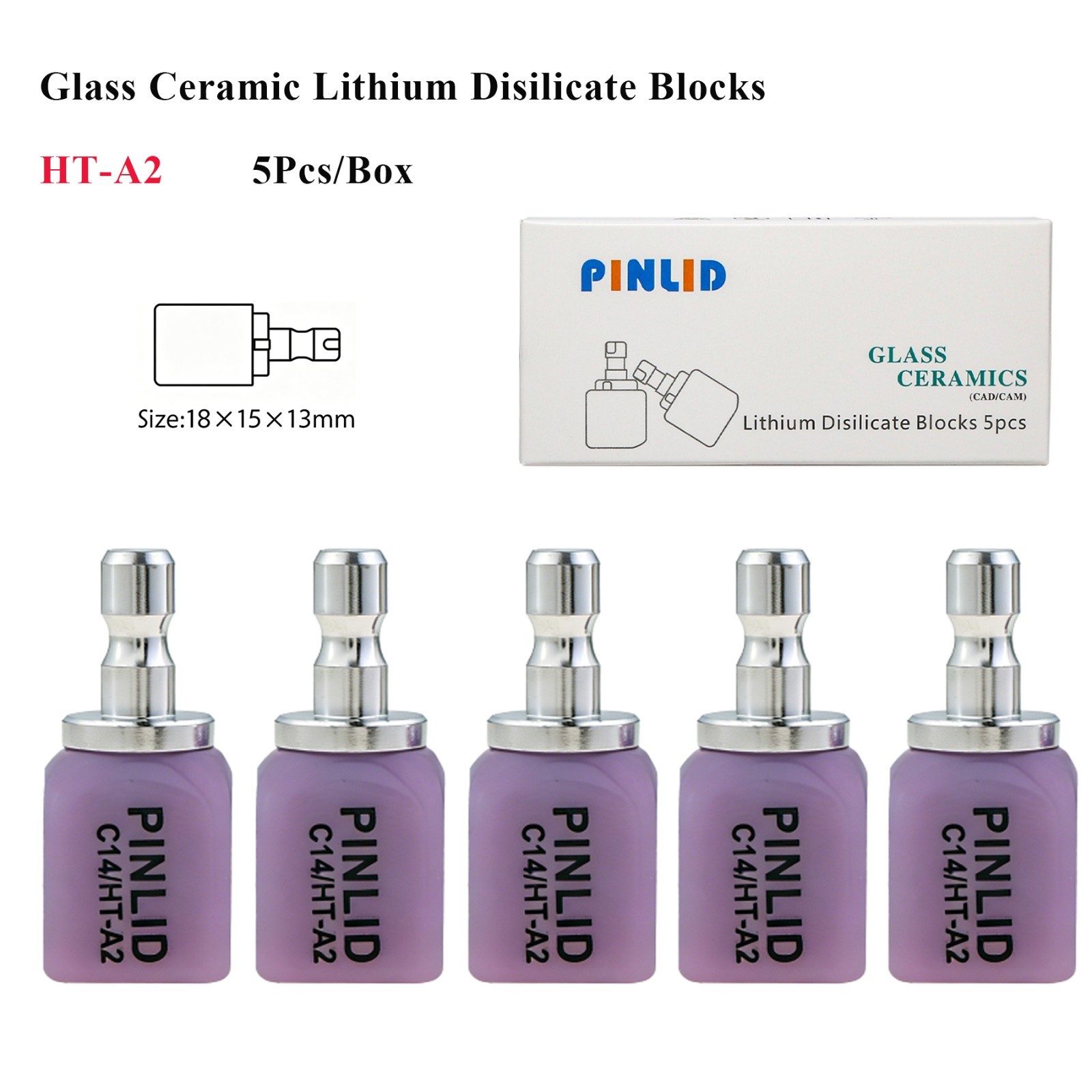 US 5PCS C14 HT Dental Emax Glass Ceramic Blocks Lithium Disilicate CAD/CAM CEREC