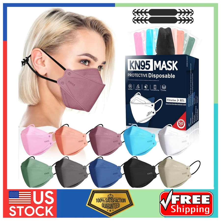 KN95 Face Masks Disposable 5 Layer Protective Respirator 50 Pack Individually…