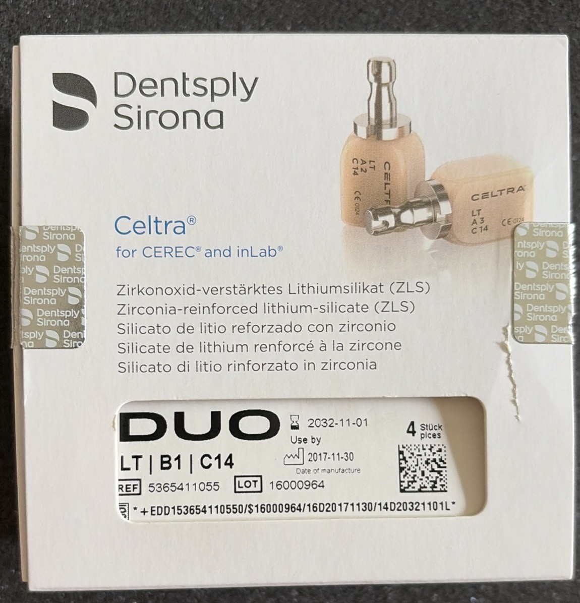 Dentsply Sirona Duo LT B1 C14 Open With 4 Block