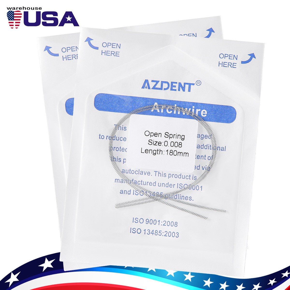 AZDENT 1 Bag Dental Orthodontic Niti Open Coil Spring Niti Alloy 0.008″-0.014″