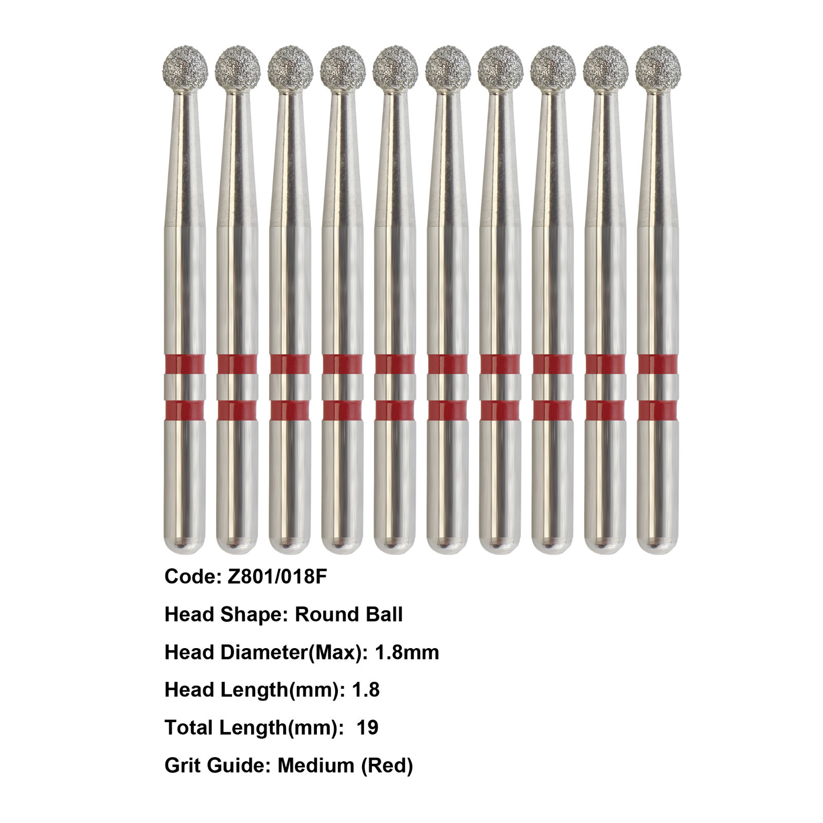 Dental Diamond Bur Zirconia Cutting Bur Round Football FG Fine Medium Grit Z856