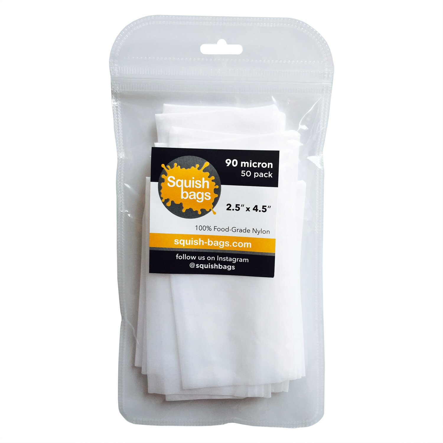 Squish Bags – Rosin Bags – 90 micron (2.5″ x 4.5″) – 50 pack