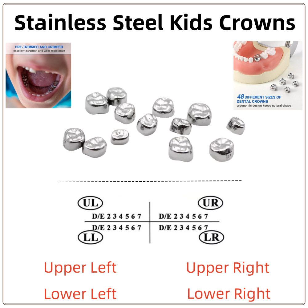 5Pcs Dental Stainless Steel Kids Primary Molar Crowns Pediatric crown 48 Size