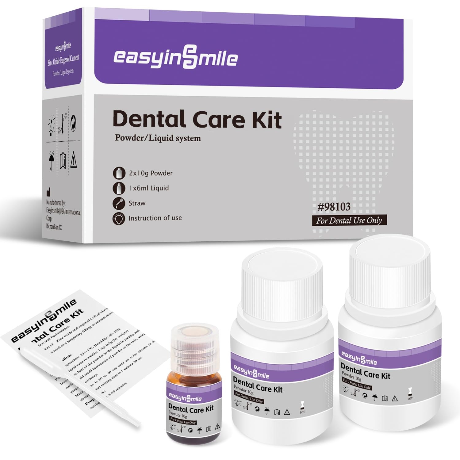 Dental Cement Temporary Tooth Repair Kit for Broken Teeth, Zinc Oxide Eugenol Gl
