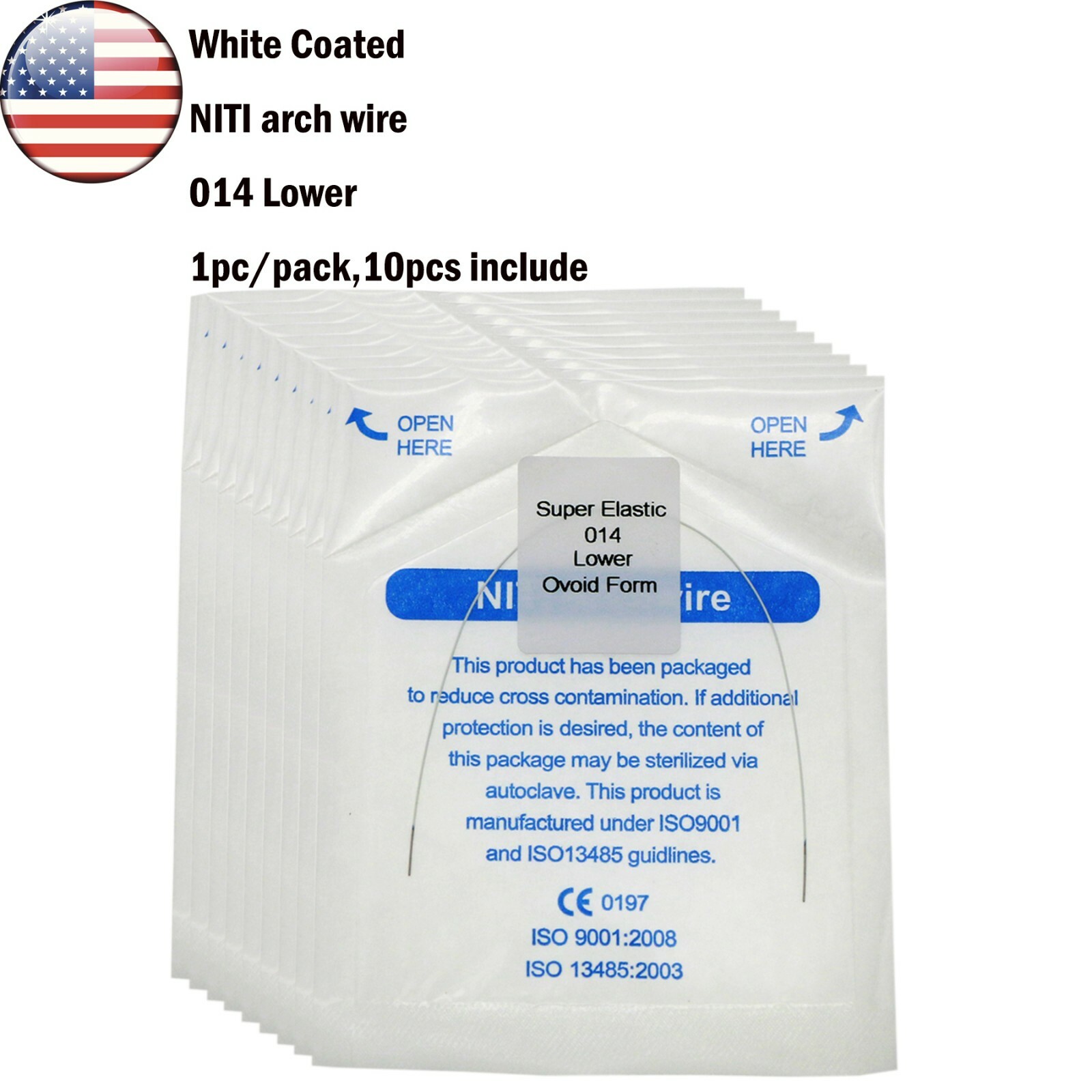 10Pcs Dental Orthodonic Niti White Arch Wire Super Elastic Upper Lower 012-020