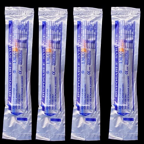 100 Pack 1ml Luer Slip Syringes with Caps, Individually Sealed for Labs & Crafts
