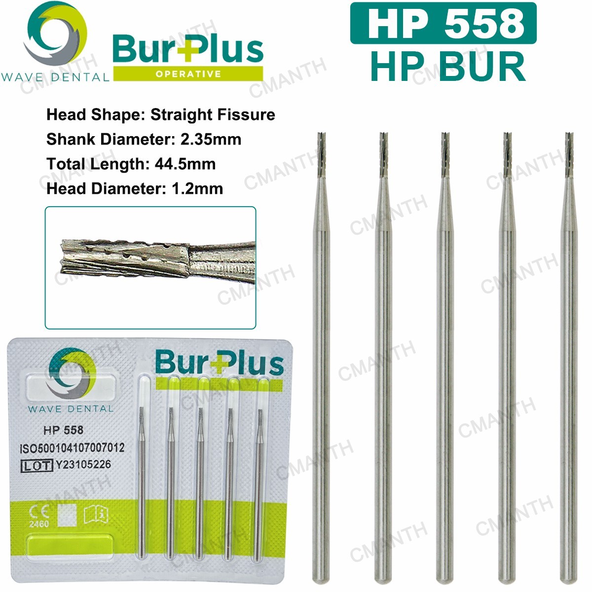 US WAVE Dental Surgical Burs Tungsten Carbide Bur Round HP 44.5mm For Slow Speed