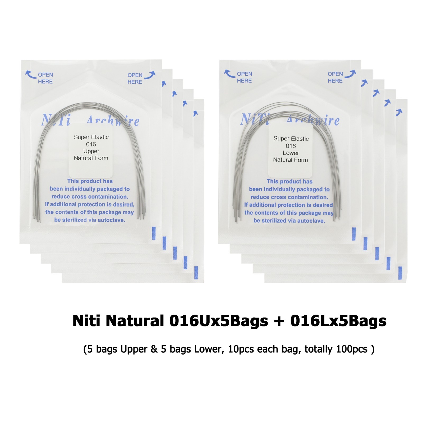 Orthodontic Arch Wire Niti Stainless Steel Round Rectangular Ovoid Natural Form