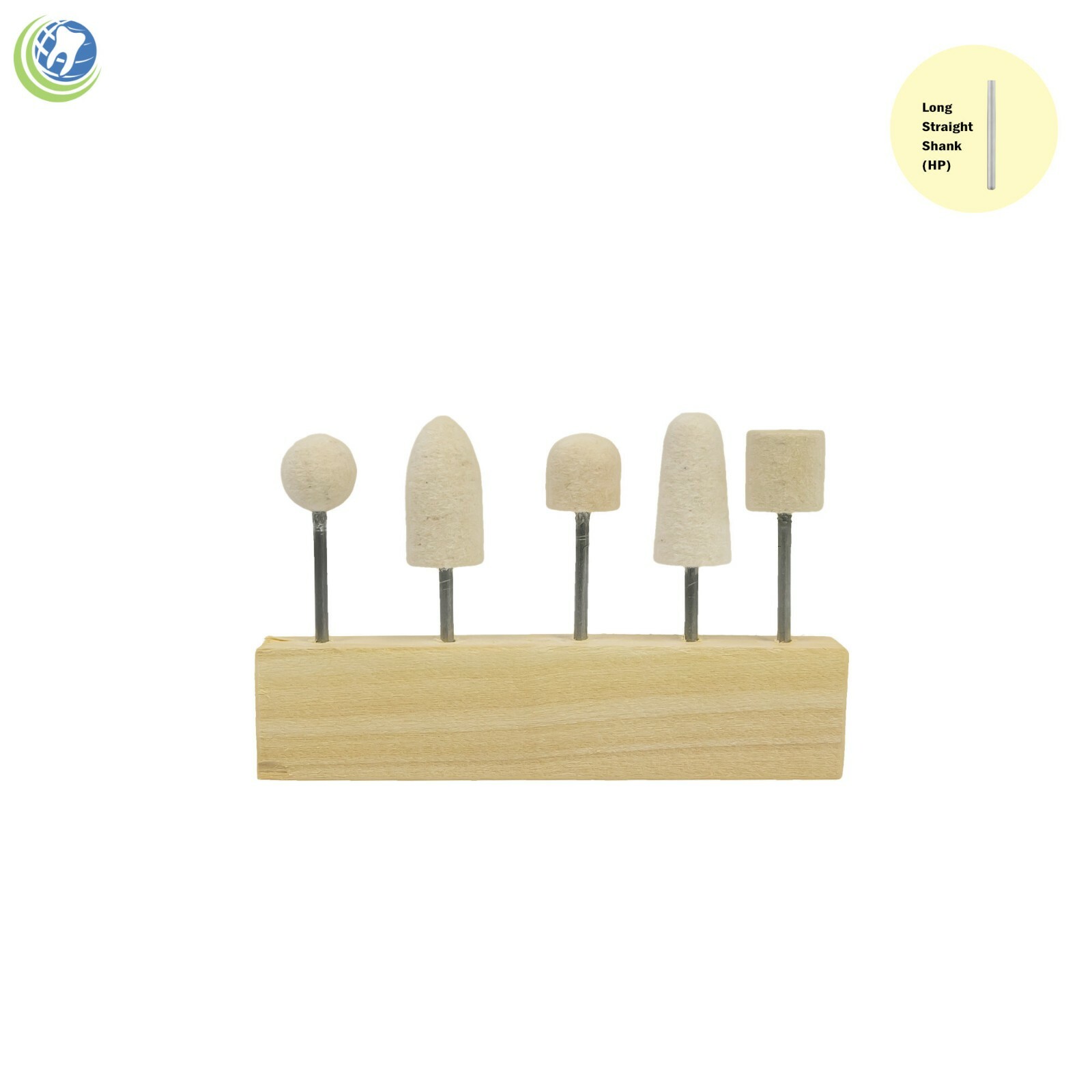 DENTAL LABORATORY JEWELRY POLISHING ASSORTED MOUNTED FELT CONES TIPS KIT OF 5