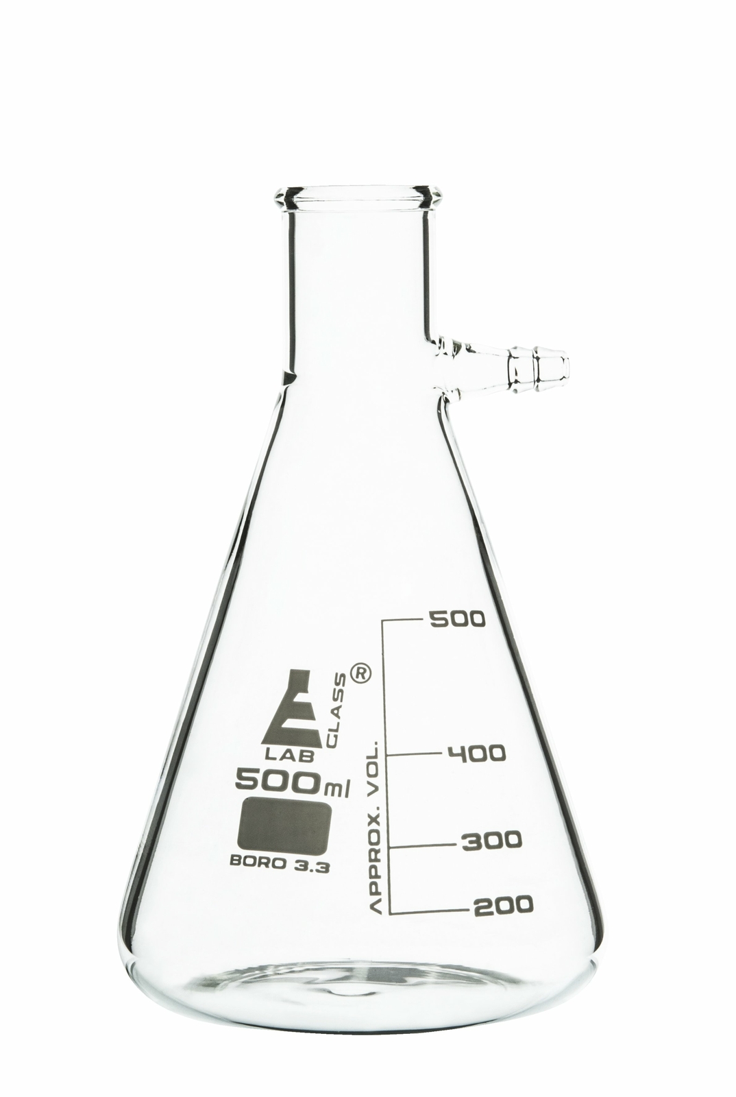 Eisco Labs 500ml Filtering Conical Flask, Integral Side Arm – Borosilicate Glass