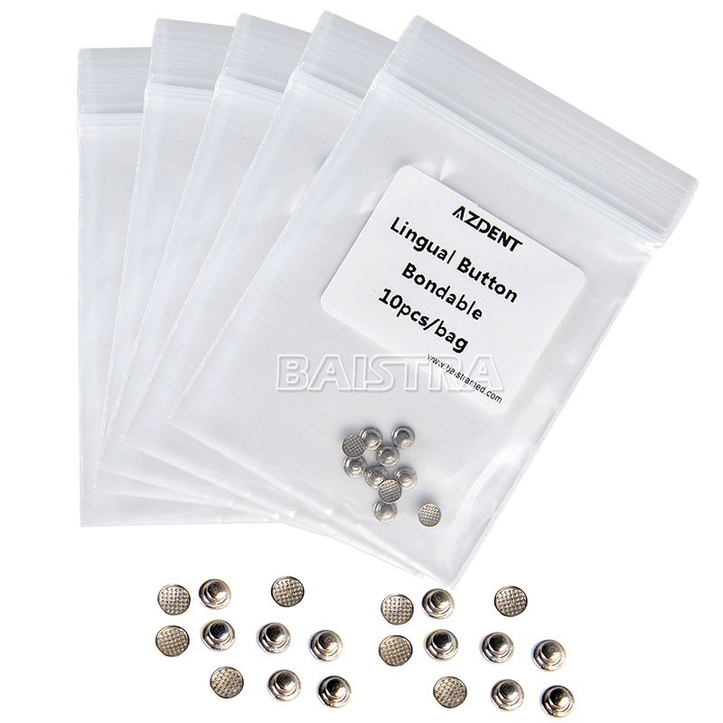 Dental Orthodontic Round Rectangular monoblock Bondable Metal Lingual Button