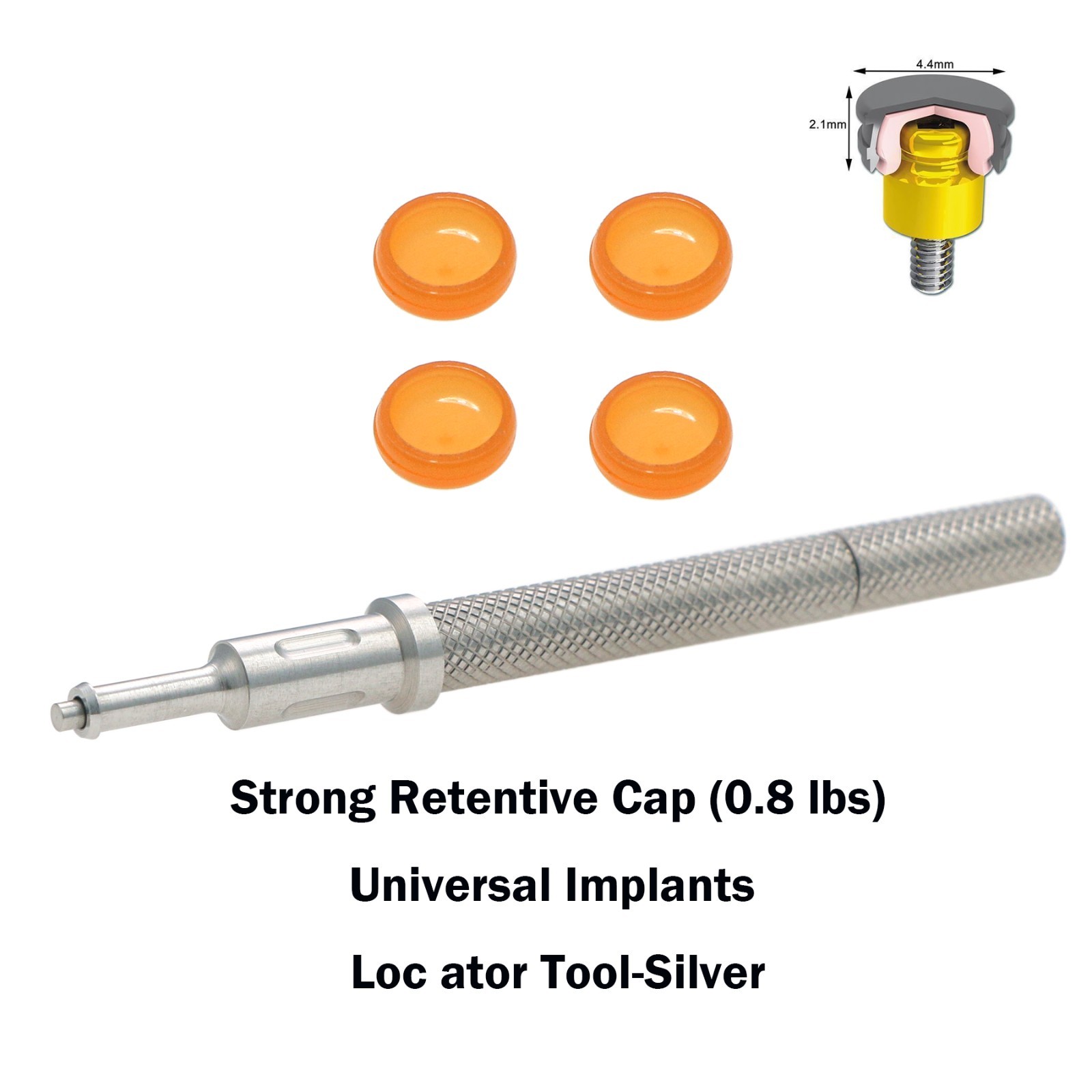 US For Zimmer Dental Locator Attachment Abutment & Male Cap Tool PAØ3.5mm 5mm GH