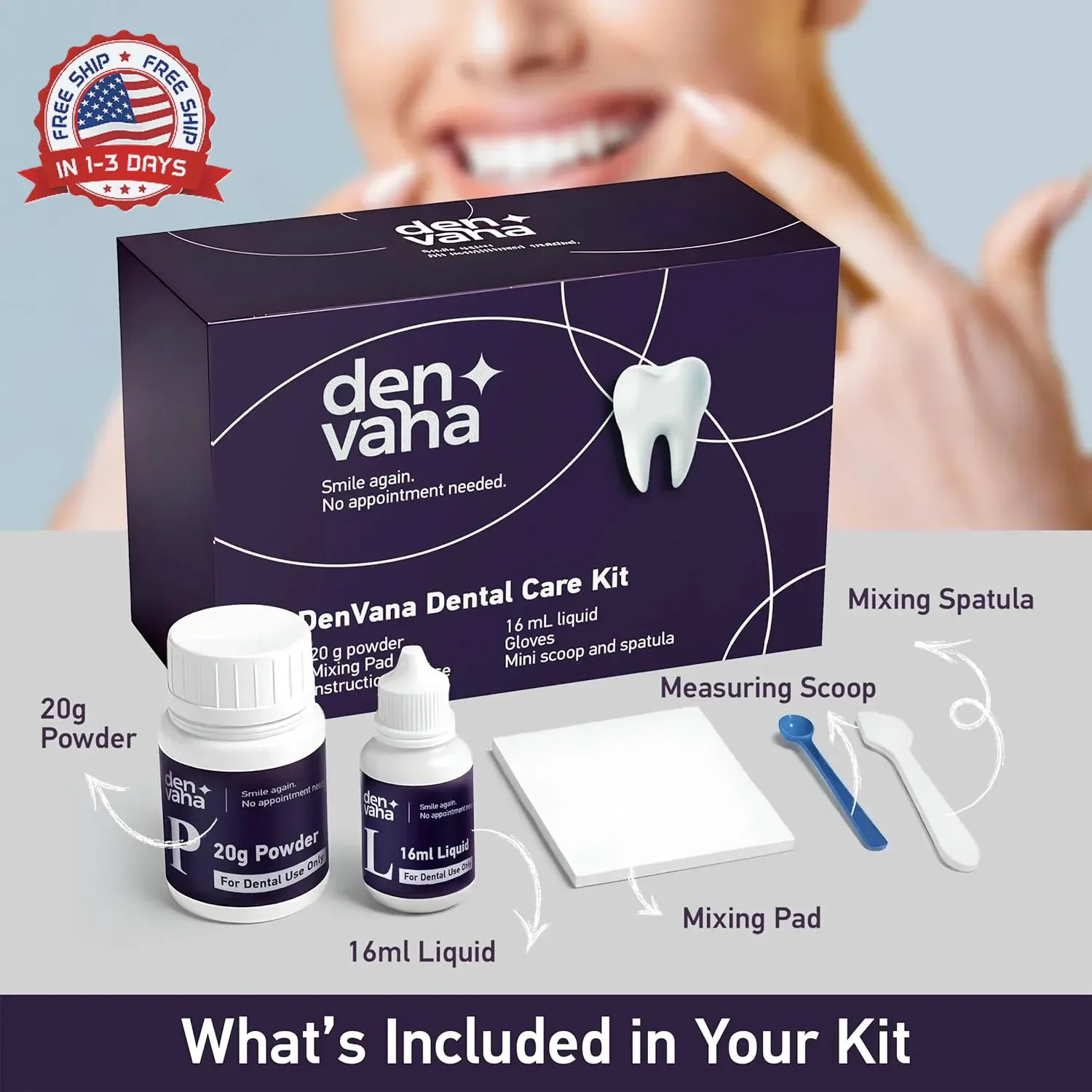 Dental Cement Kit – Zinc Oxide Eugenol Temporary Filling & Crown Repair | Tooth