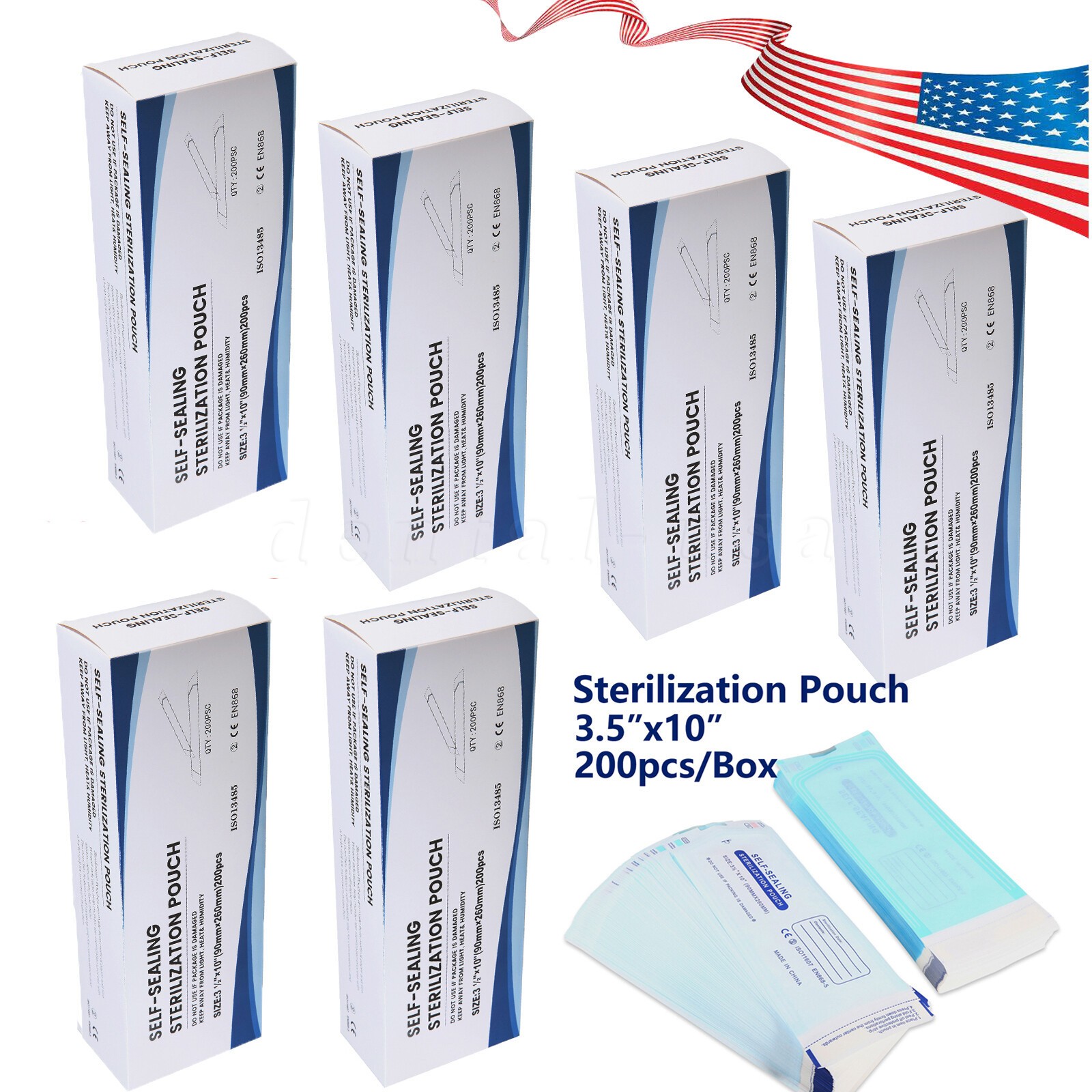 200-7000 Sterilization Pouches 3.5 ” x 10 ” Dental Medical Self Seal Pouch Bag