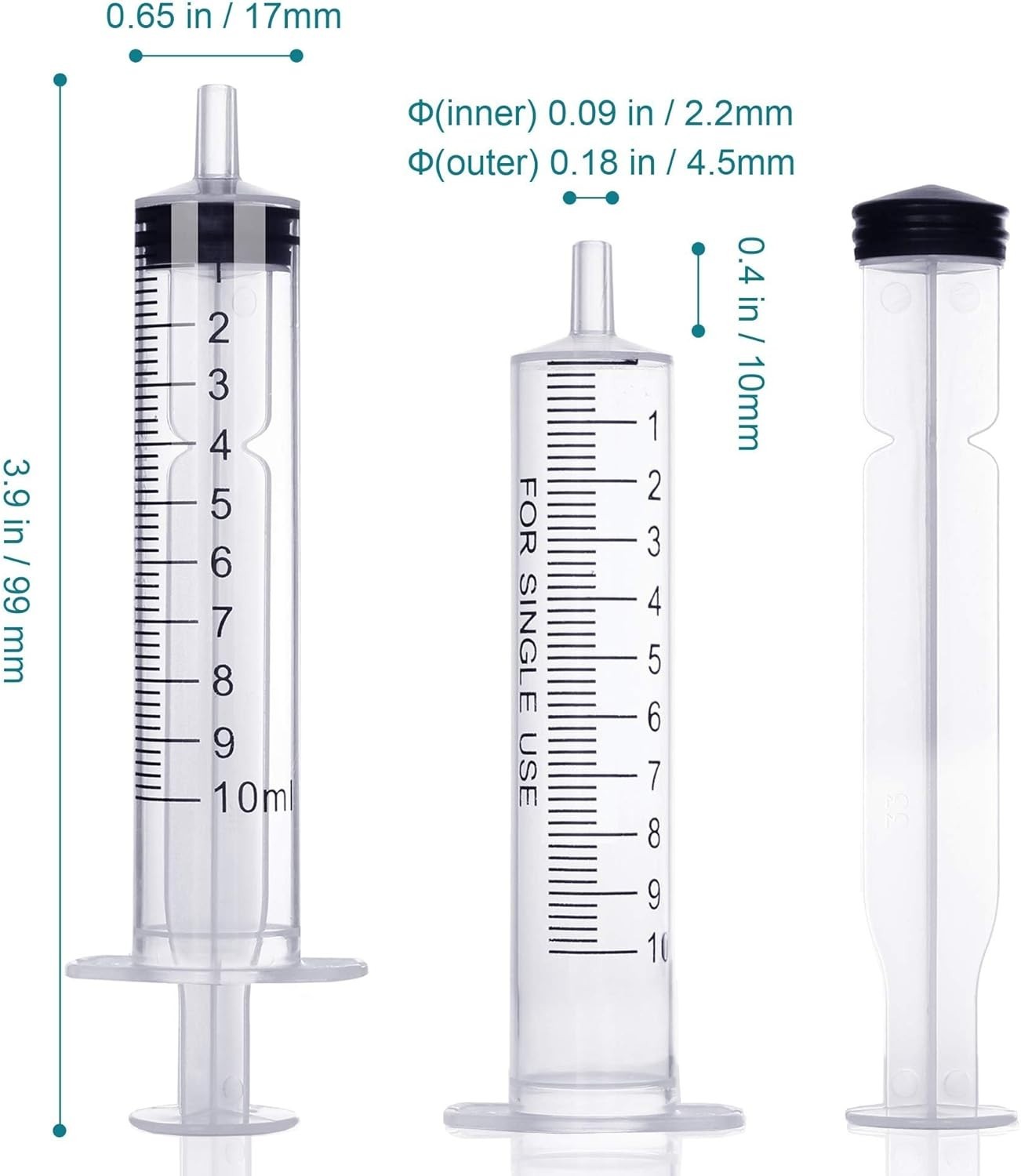 10 Pack 10ml Sterile Luer Slip Tip Syringes for Precise Measurements and Feeding