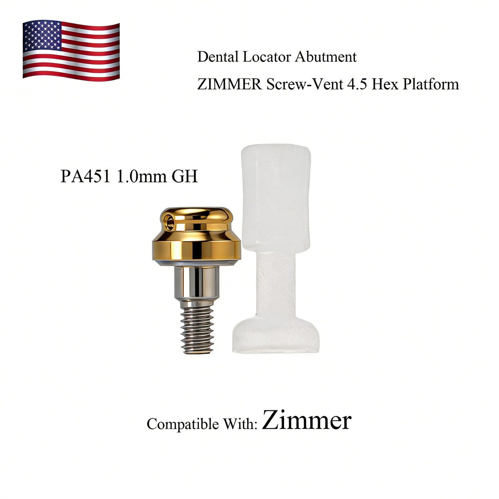 US Dental Zest Locator Abutment for Zimmer Screw-vent 4.5 Internal-Hex Platform