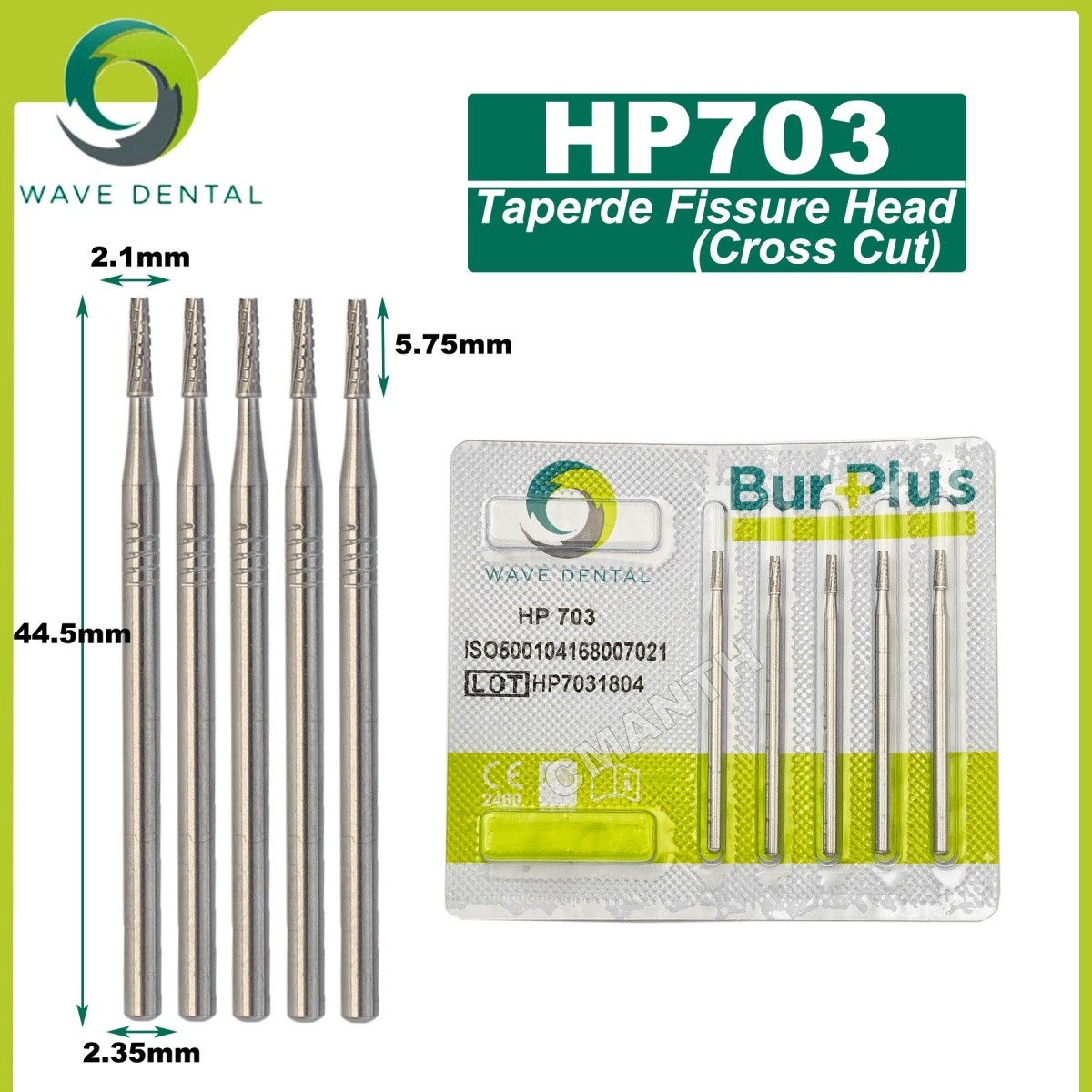 US WAVE Dental Tungsten Carbide Burs Dentistry Drills Dental Bur HP Dia 2.35mm