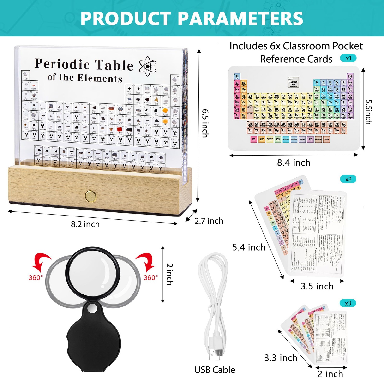 Megabox Large Periodic Table Of Elements 83 Real Elements Acrylic Periodic