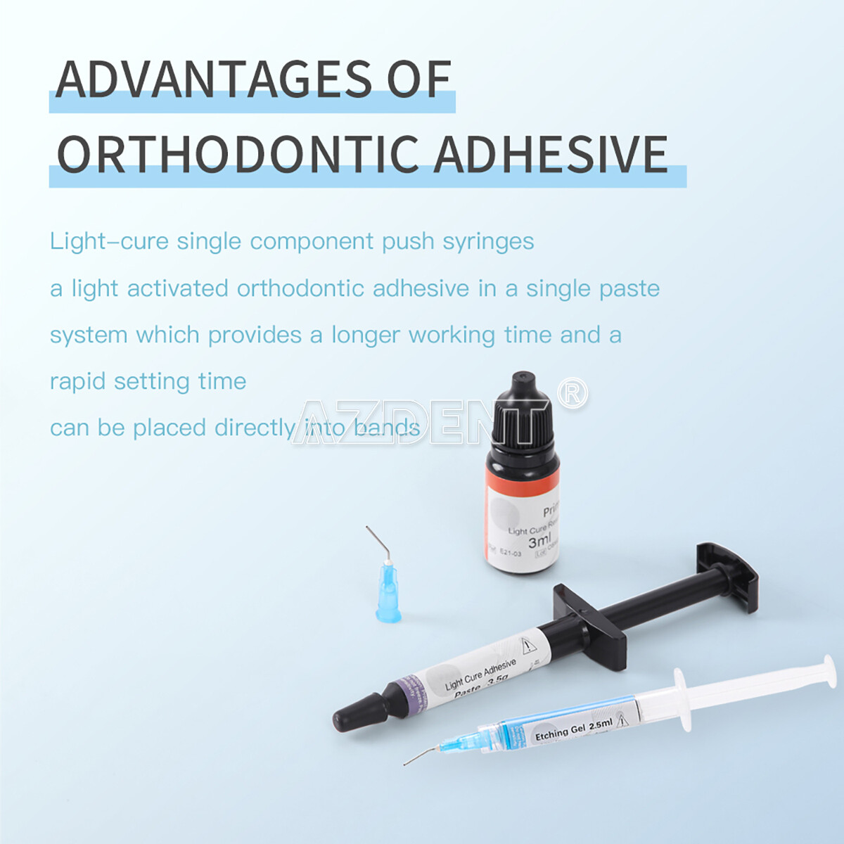 Dental Orthodontic Light Cure Adhesive Bonding Curing Paste Etchant Gel Kit
