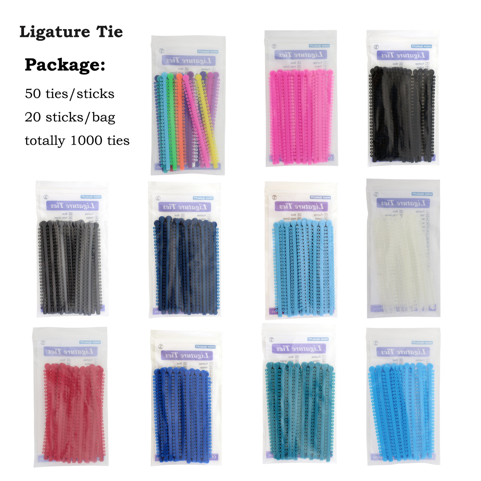 Dental Orthodontic Arch wire Ligature Ties Niti Elastic Ovoid Form Rubber Bands