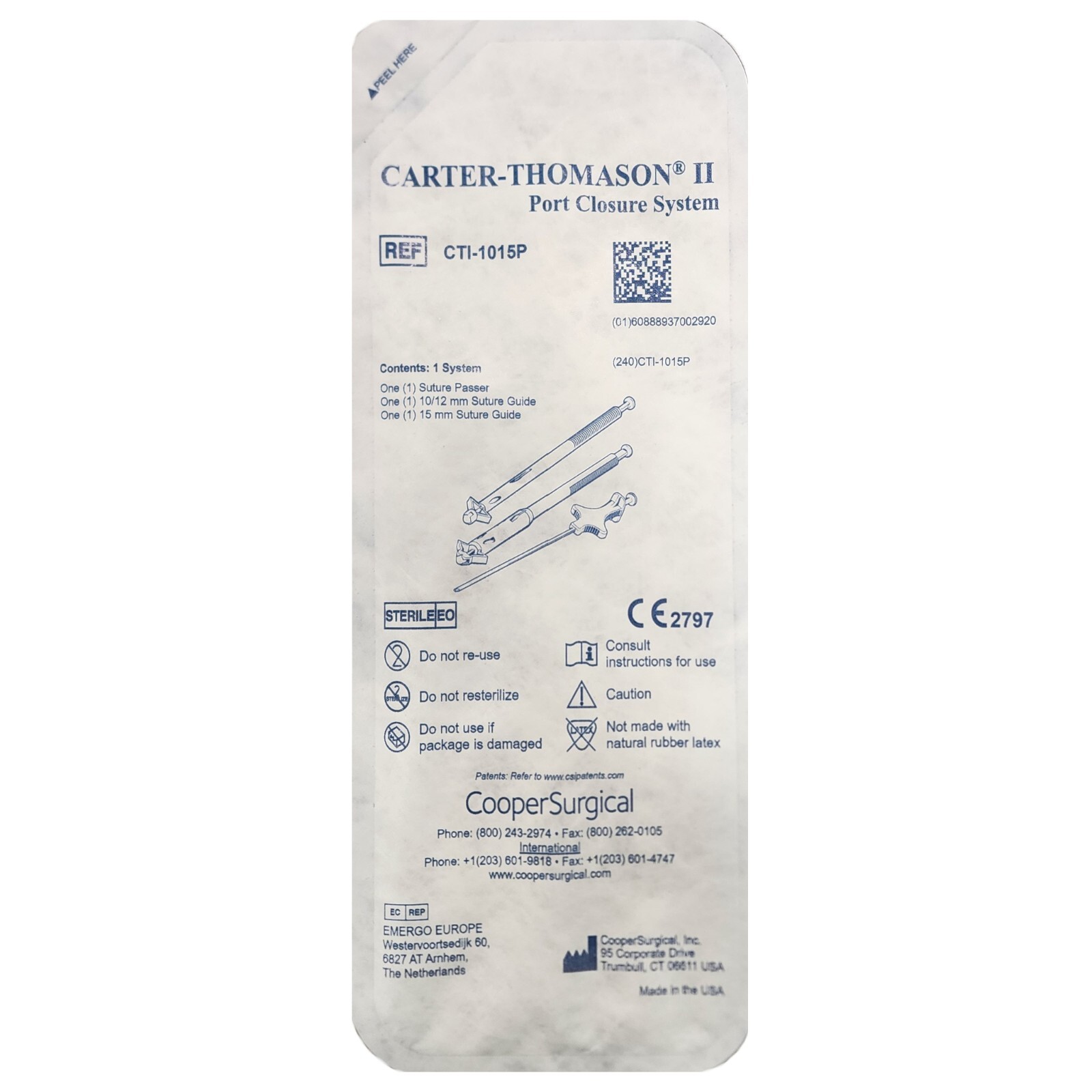 *5-Packs* Carter Thomason II Port Closure System With Suture Guide CTI-1015P